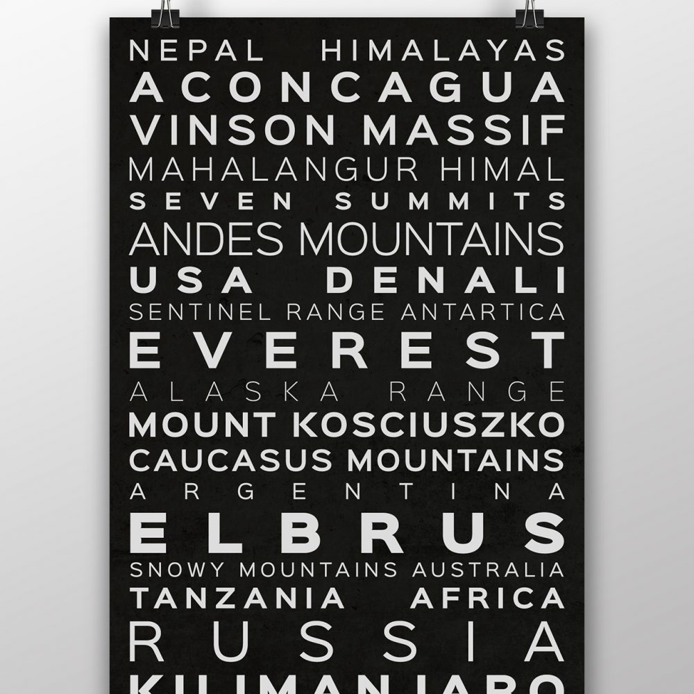 Seven Summits Bass Version Typography Black