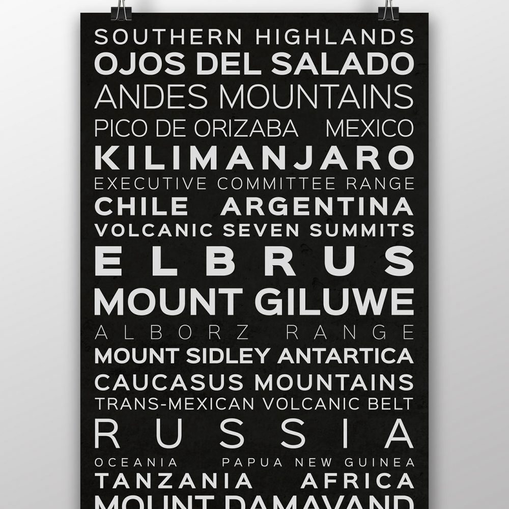 Volcanic Seven Summits Typography Black