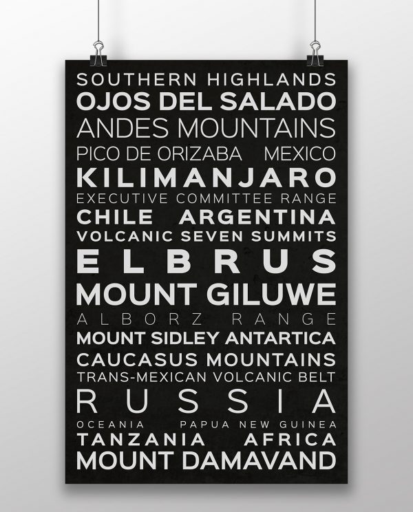 Volcanic Seven Summits Typography Black