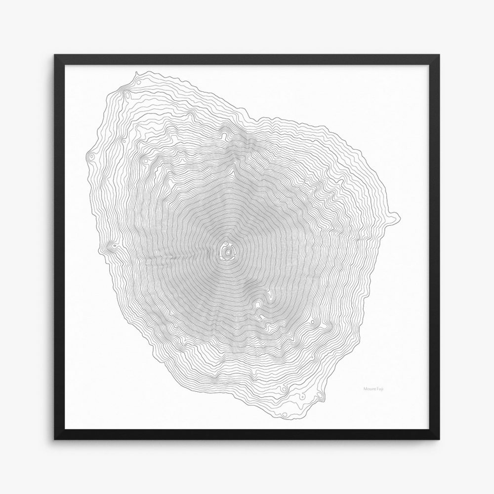 Mount Fuji Contours White Framed Poster