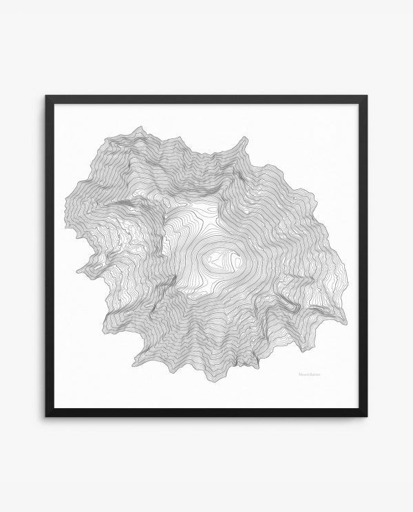 Mount Rainier Contours White Framed Poster