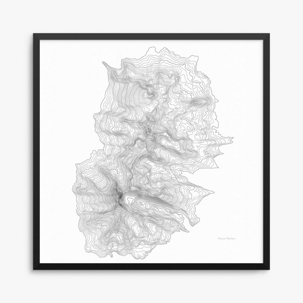 Mount Thielsen topography framed poster