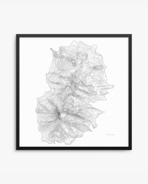 Mount Thielsen topography framed poster