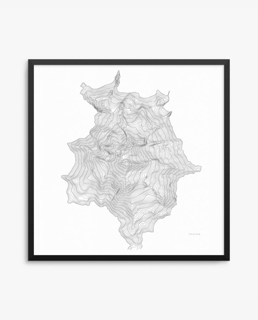 Glacier Peak Elevation Contours Poster Seven Summits Art
