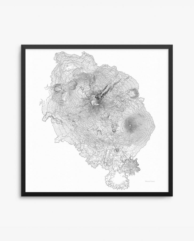 Mount Ararat Turkey Elevation Contours Poster – Seven Summits Art