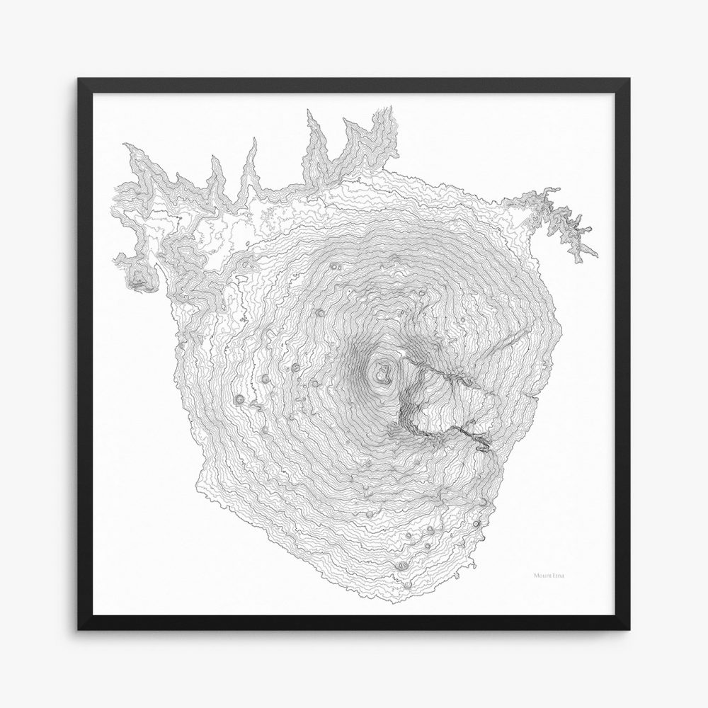 Mount Etna Italy White Poster